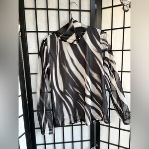Alfani Monochrome Zebra Print Sheer Blouse